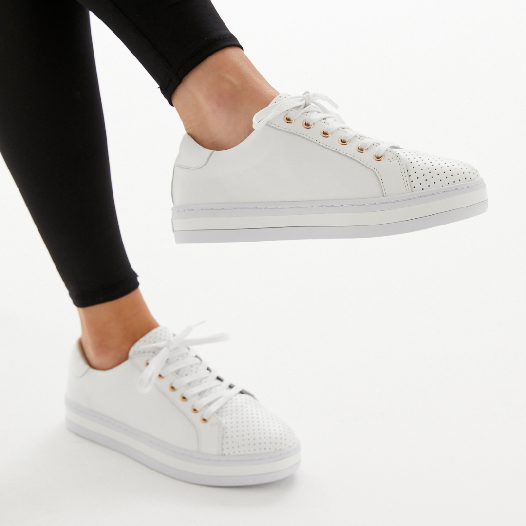 Alfie and Evie white platform sneakers 