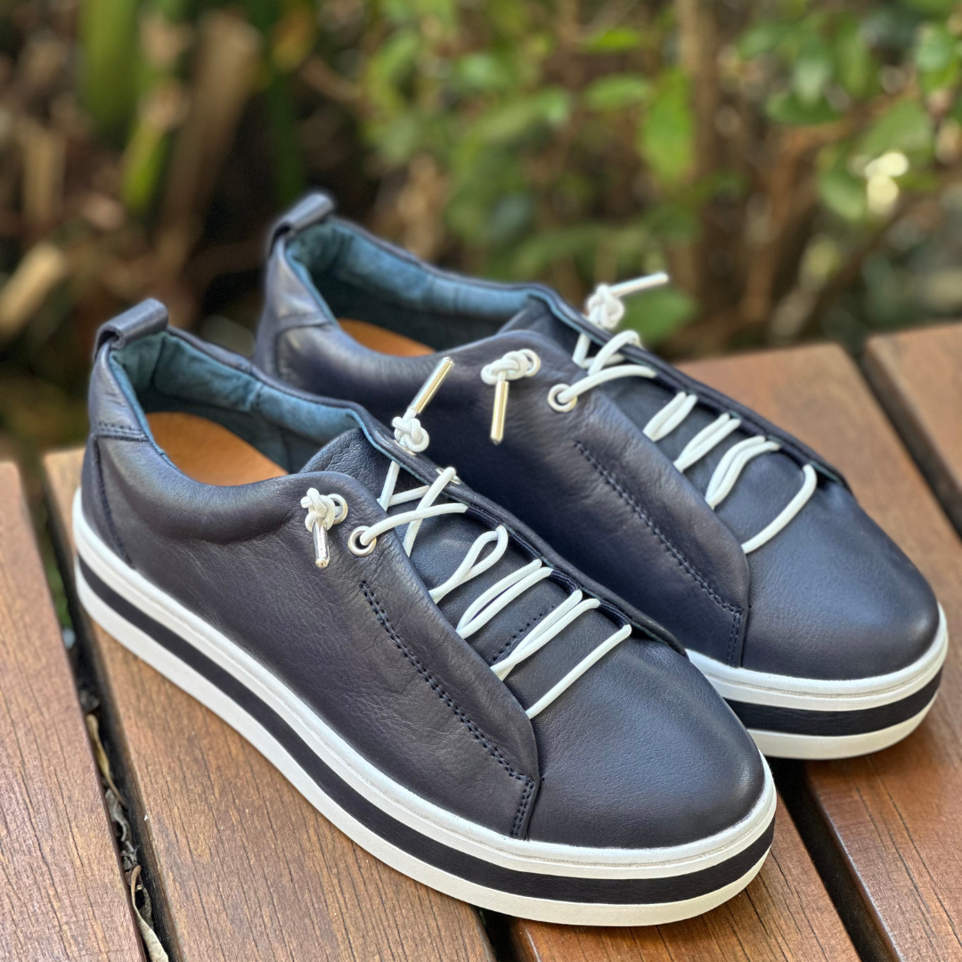 navy slip on sneakers with elastic 