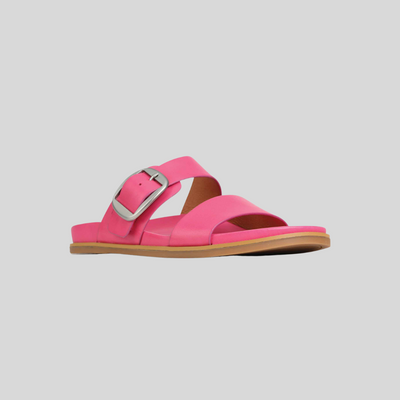 Hot pink womesn slides with buckle