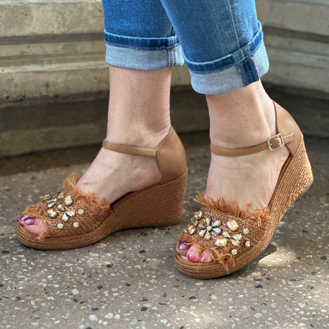 Django and Juliette Purley Tan Wedges Shannons Shoes