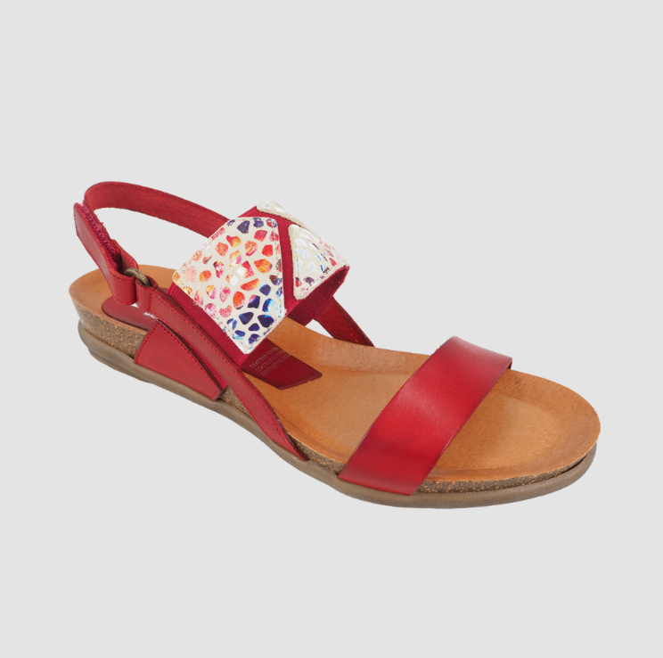 red flat zeta sandals