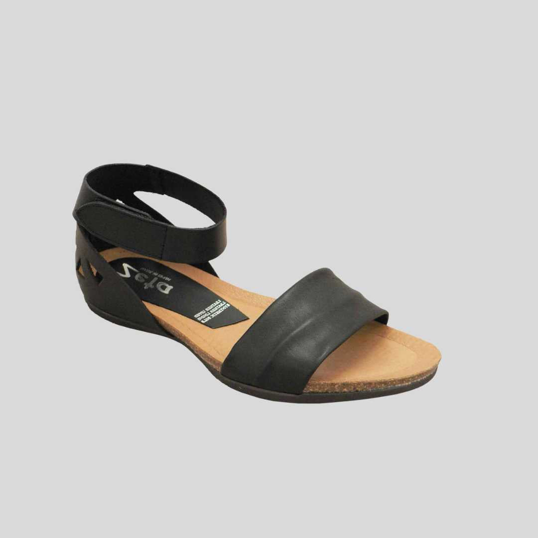 Zeta Shoes Palin Black Women's Leather Sandals Australia Shannons Shoes
