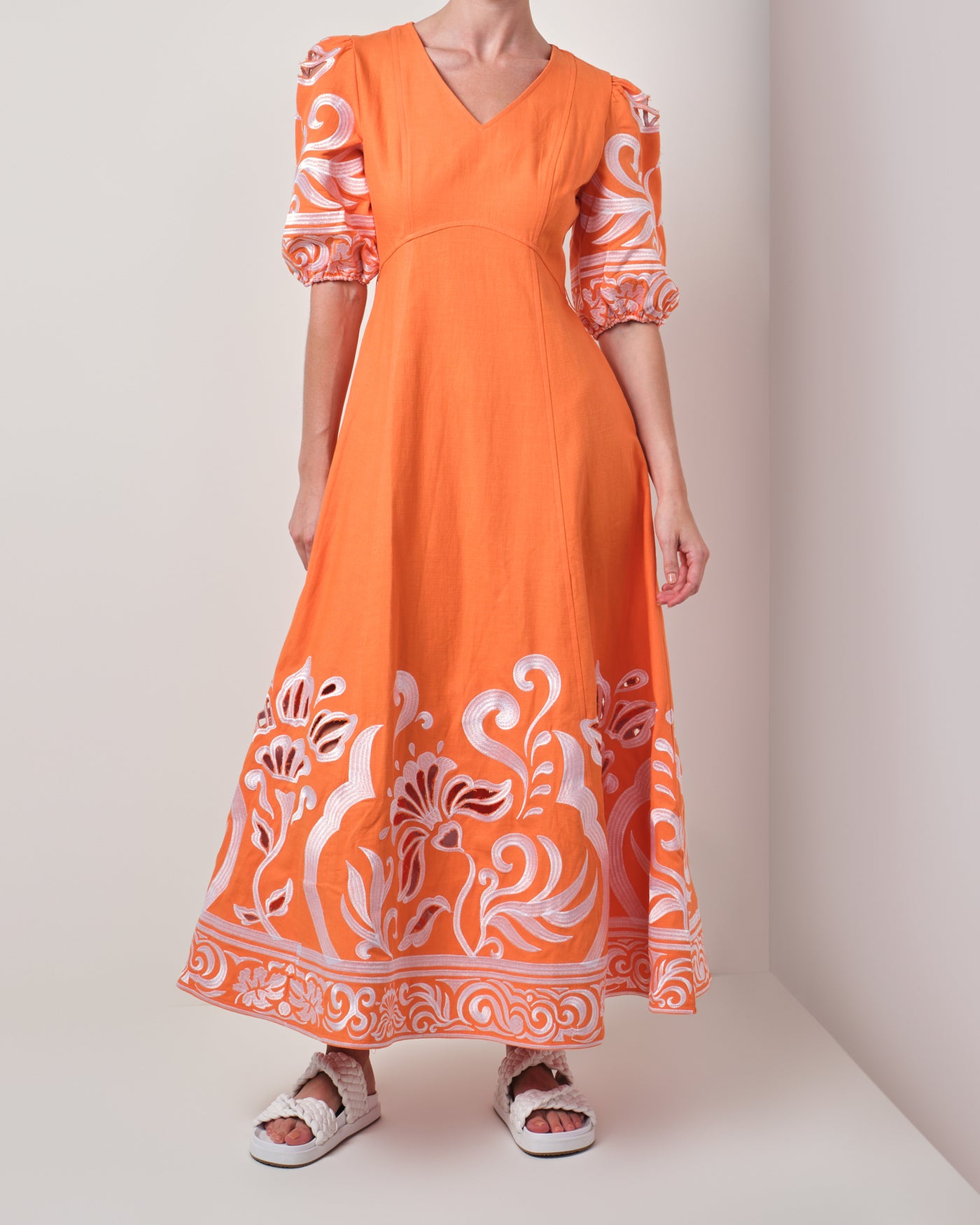 Walnut Santorini Dress - Tangerine