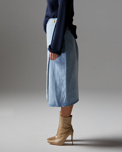 fate and becker denim wrap skirt