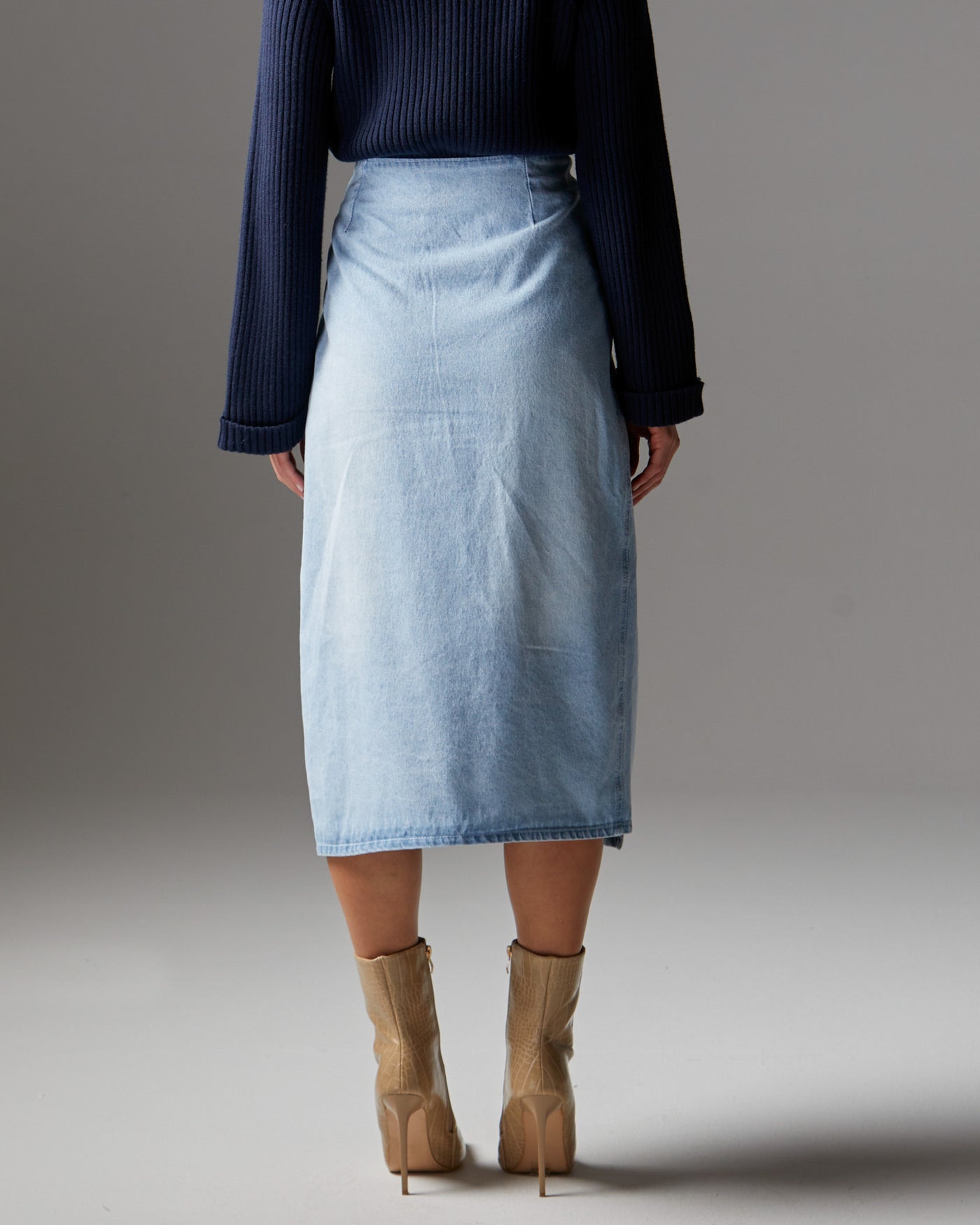 denim wrap skirt by fate and becker