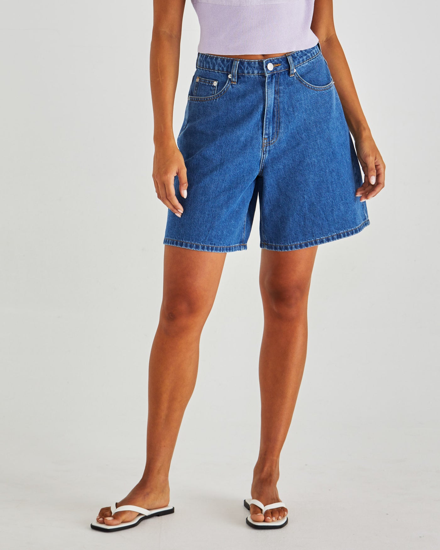 Sass Sabine Denim Shorts - Mid Blue Wash