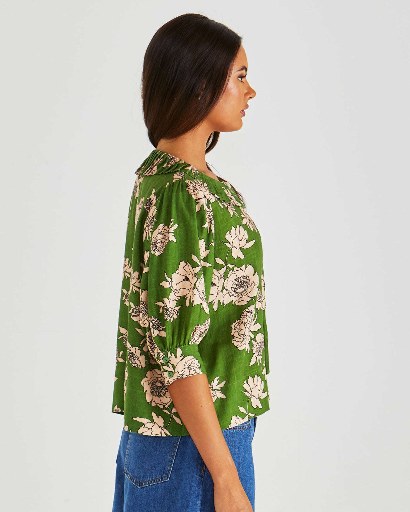 Sass Antonie Pleated Blouse - Moonflower Green