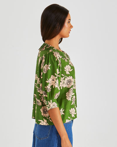 Sass Antonie Pleated Blouse - Moonflower Green