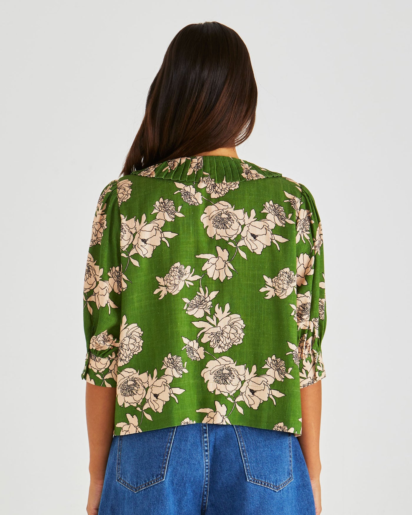 Sass Antonie Pleated Blouse - Moonflower Green