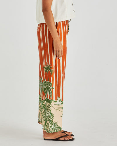 Sass Mina Elasticated Pant - Palm Stripe Orange