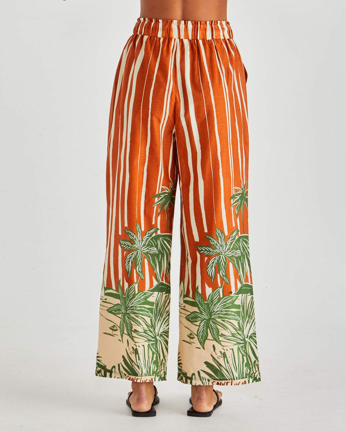 Sass Mina Elasticated Pant - Palm Stripe Orange
