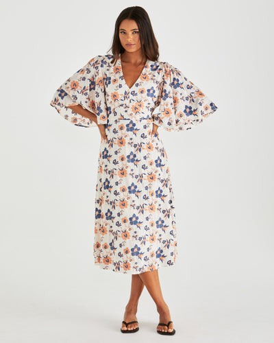 Sass Luca Dress - Floral Embroidery Navy