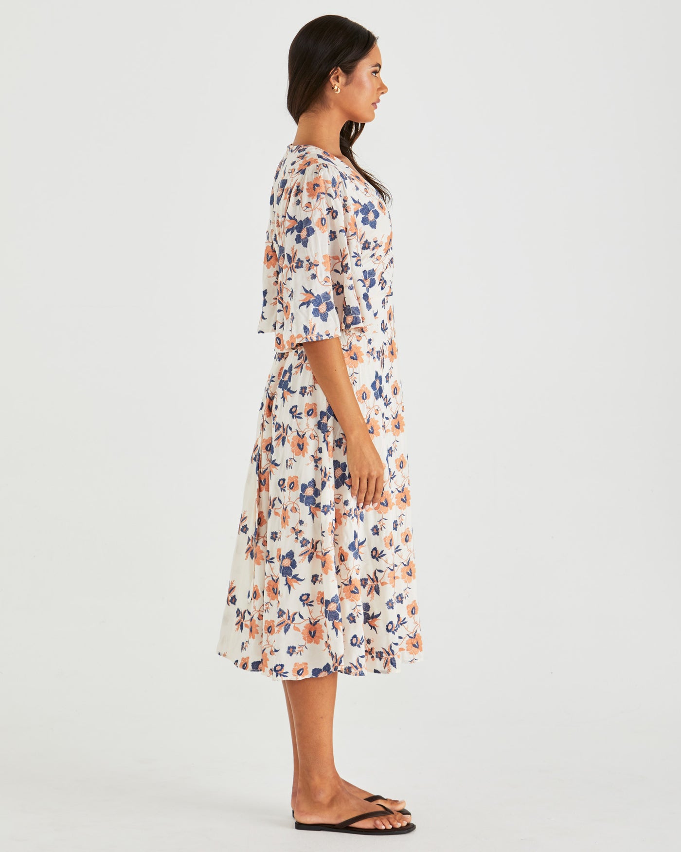 Sass Luca Dress - Floral Embroidery Navy