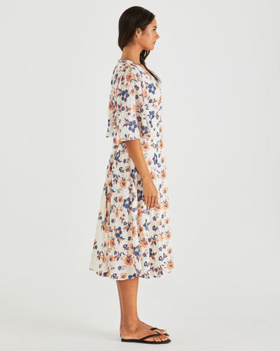 Sass Luca Dress - Floral Embroidery Navy