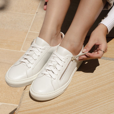 billiw white frankie4 sneakers with side zip 