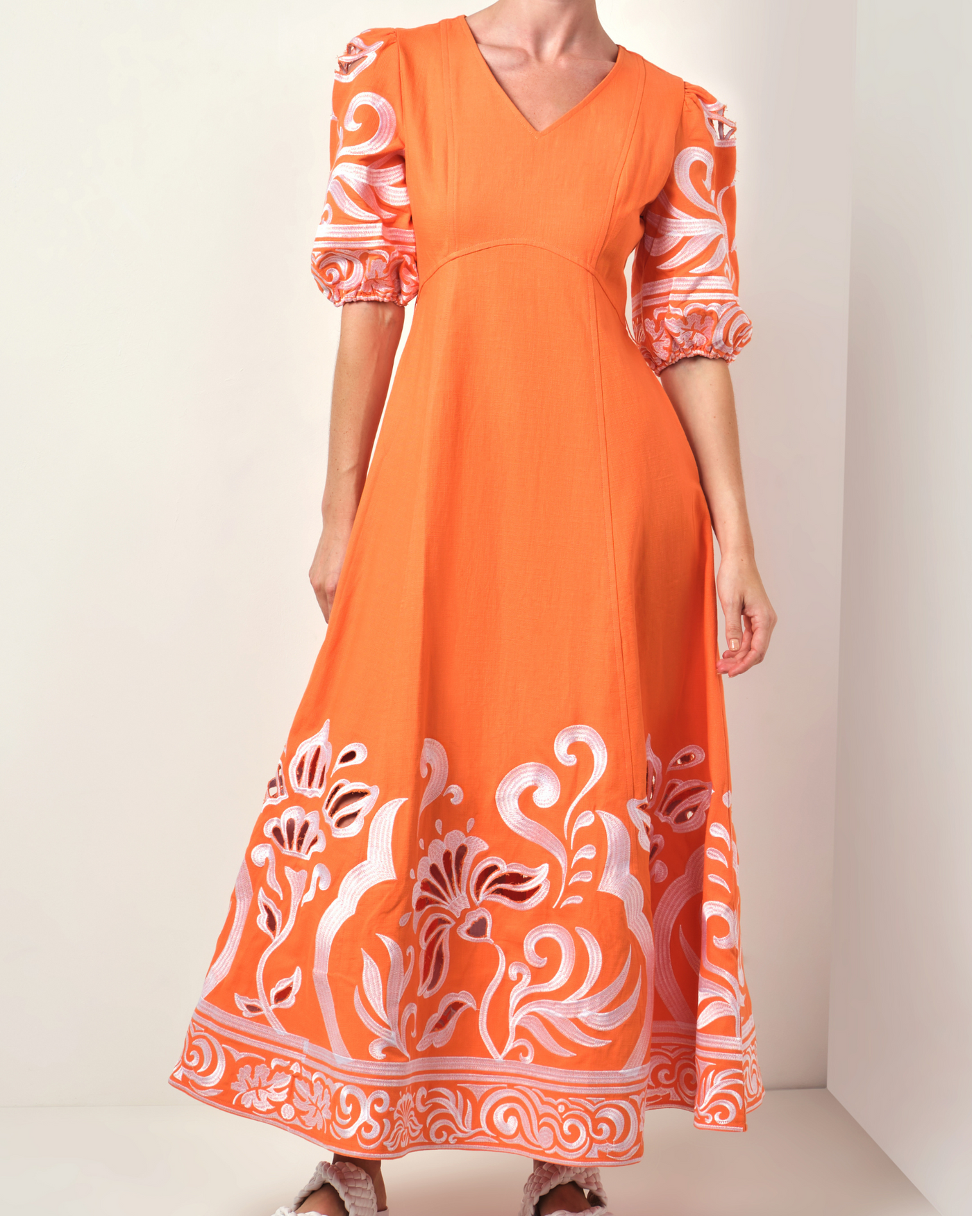 Walnut Santorini Dress - Tangerine