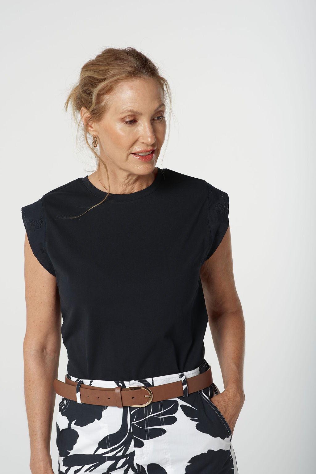 Goondiwindi Cotton Mixed Tank Tee - Navy