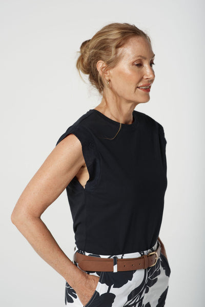 Goondiwindi Cotton Mixed Tank Tee - Navy