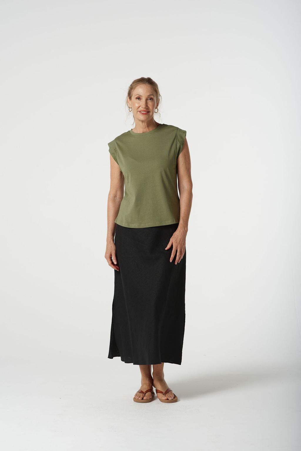 Goondiwindi Cotton Mixed Tank Tee - Sage
