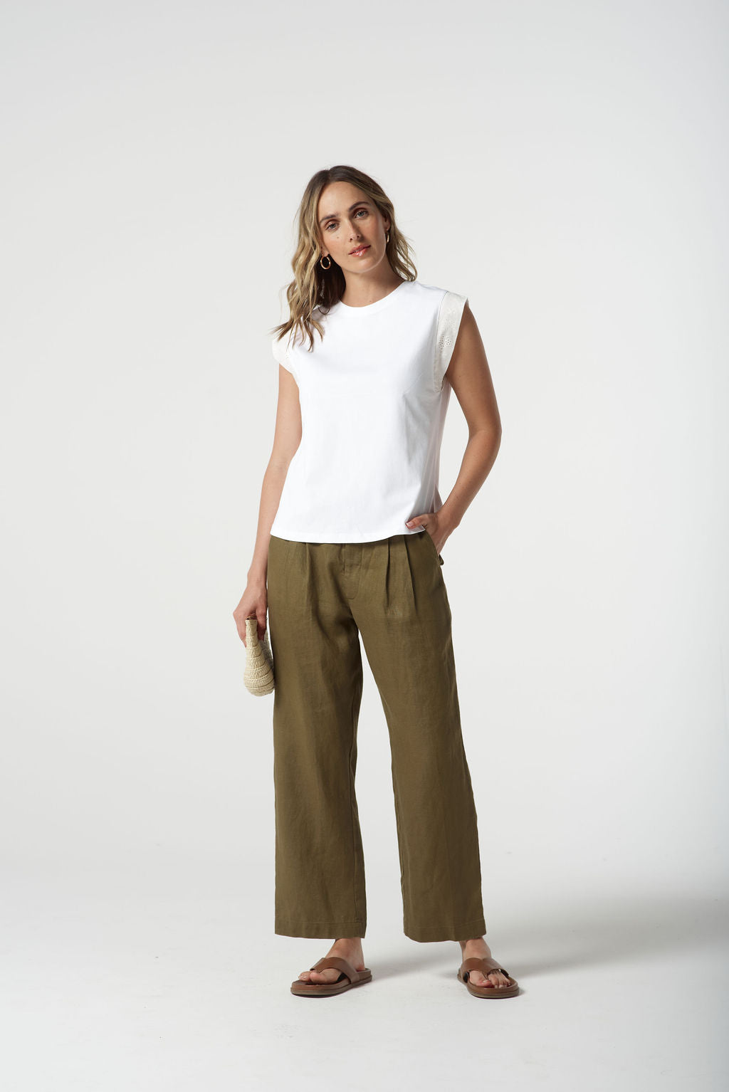 Goondiwindi Cotton Mixed Tank Tee - White