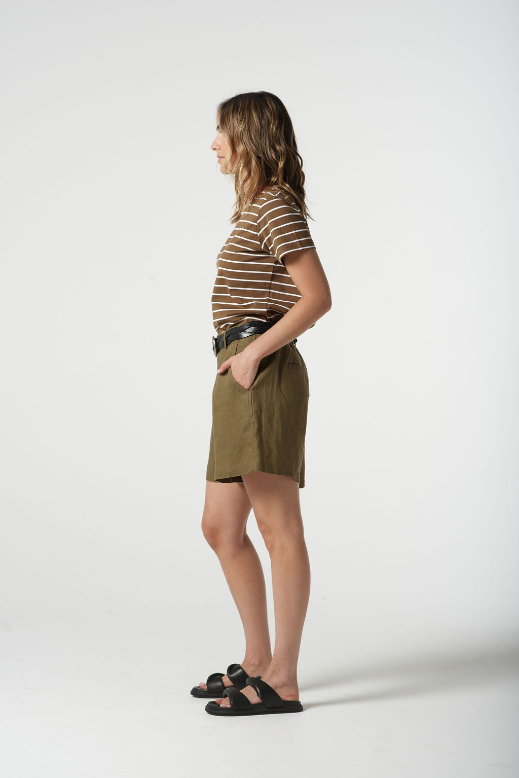 Goondiwindi Cotton Front Pleat Shorts - Otter
