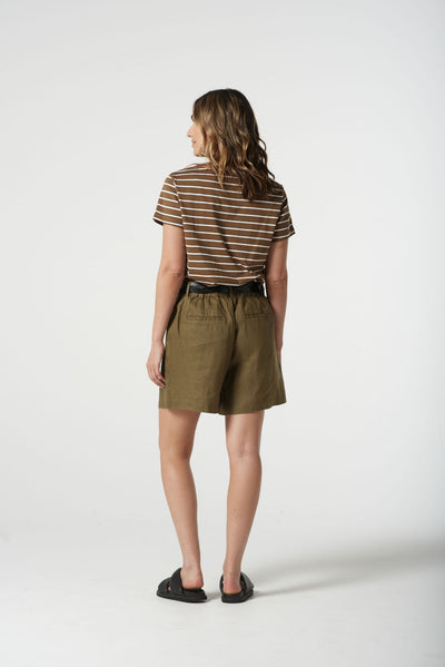 Goondiwindi Cotton Front Pleat Shorts - Otter
