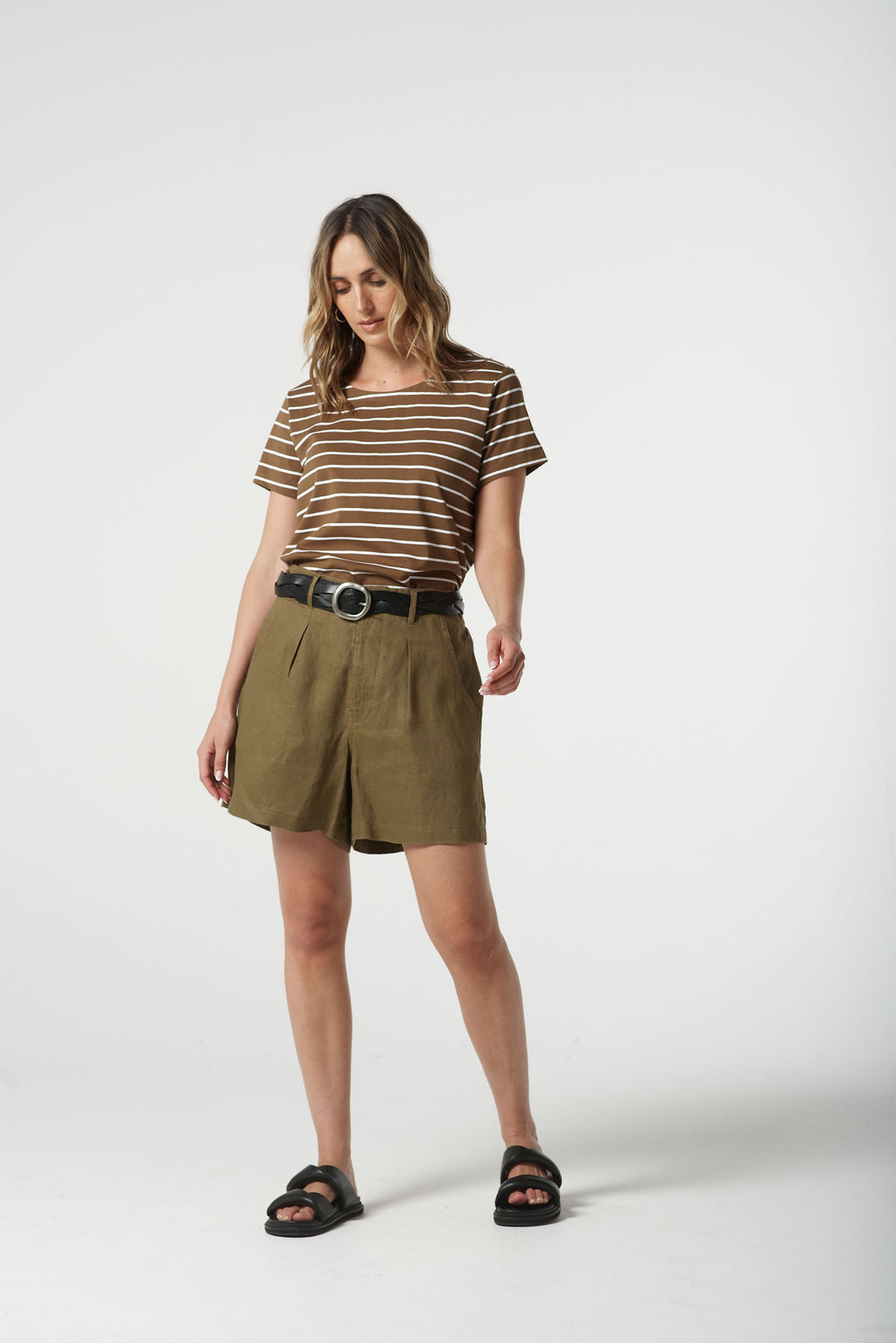 Goondiwindi Cotton Front Pleat Shorts - Otter