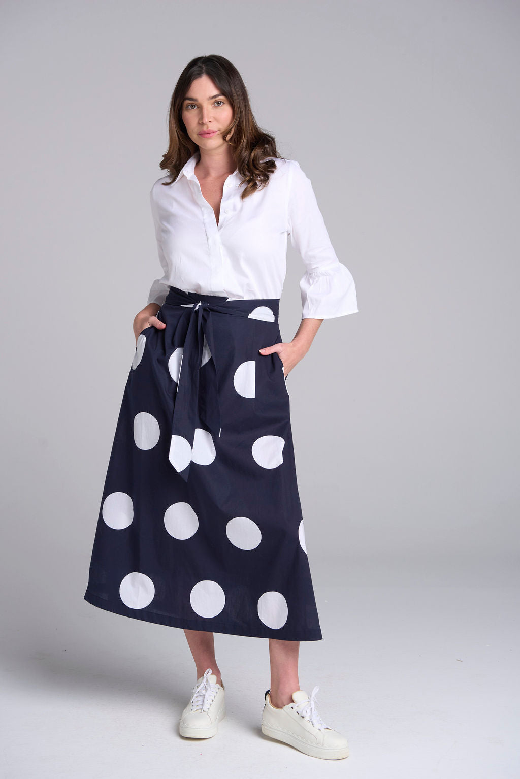 Goondiwindi Cotton Spot Skirt - Navy/White Spot