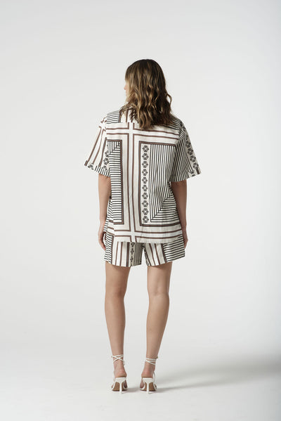 Goondiwindi Cotton Square Print Pleated Short - Large Square