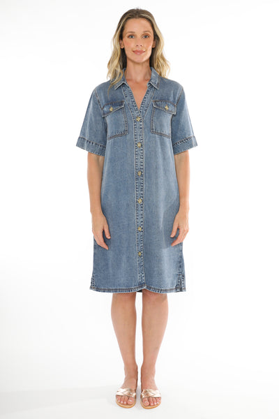 Jump Soft Denim Dress - Denim