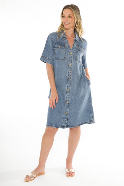 Jump Soft Denim Dress - Denim