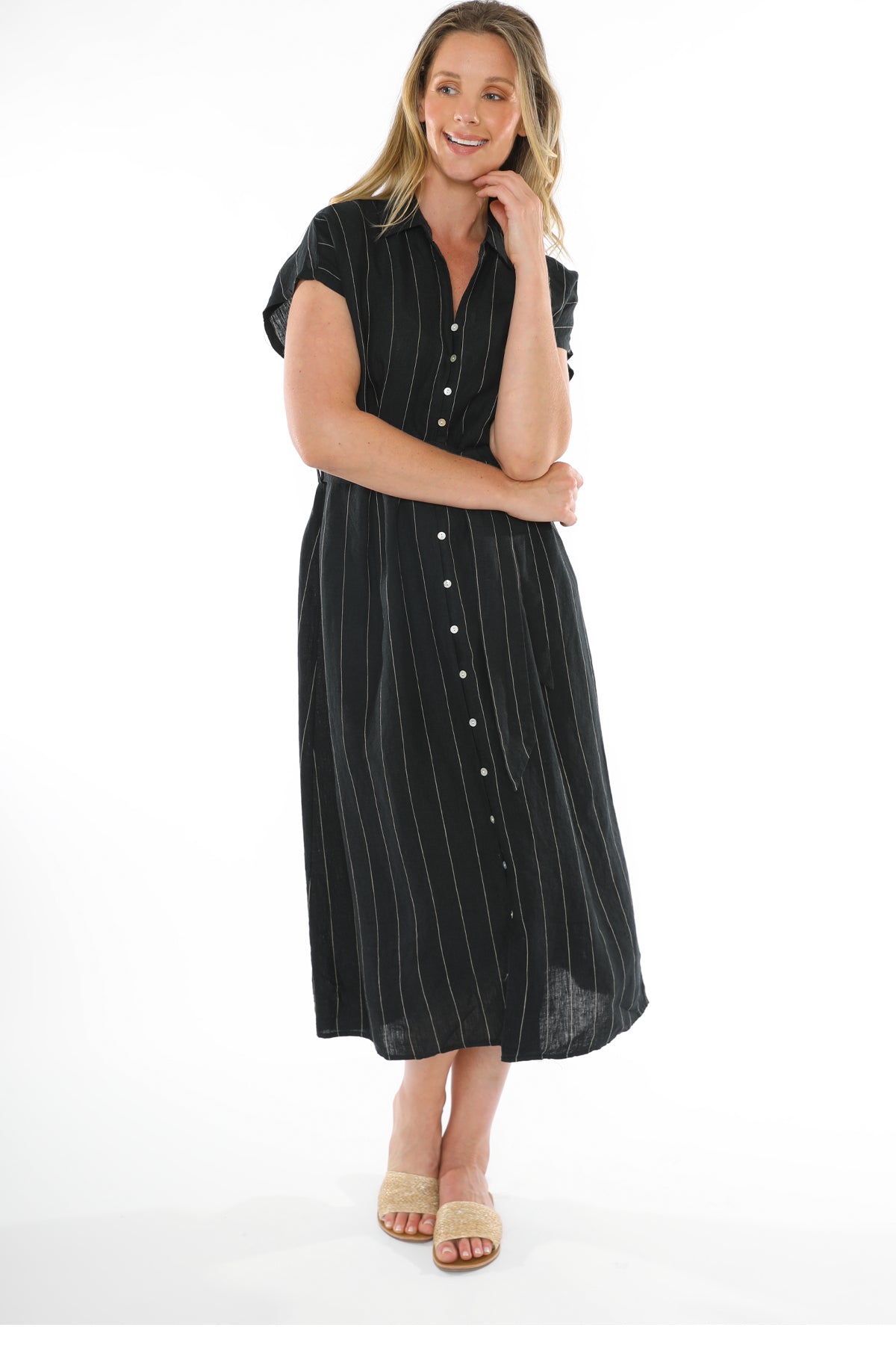 Jump Wide Stripe Dress - Blk/Putty