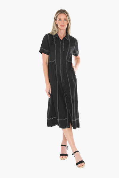 Jump Contrast Stitch Dress 596J5100A - Black