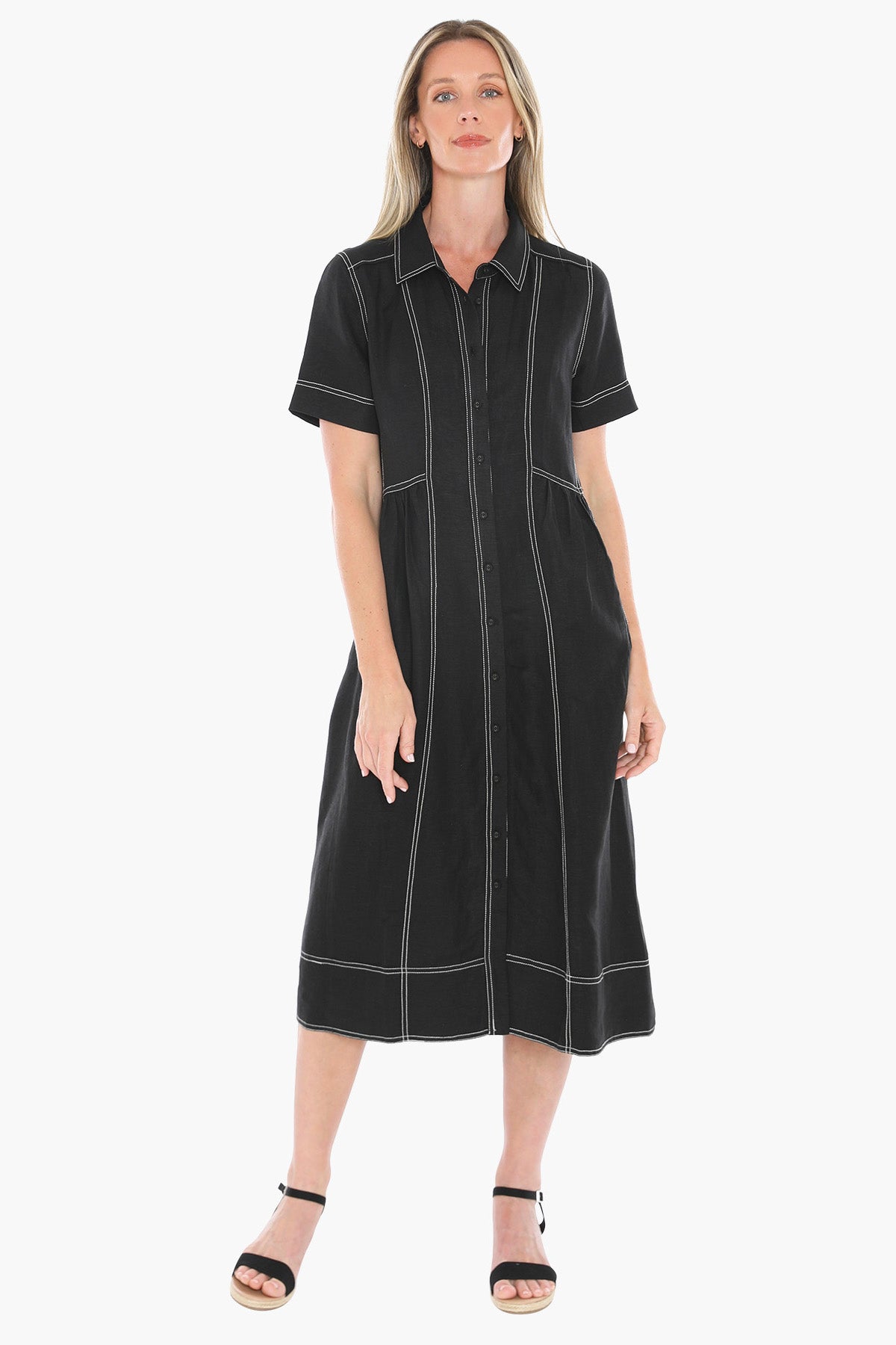 Jump Contrast Stitch Dress 596J5100A - Black