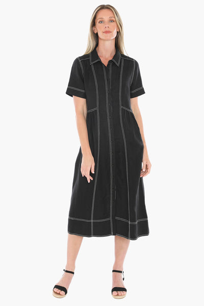 Jump Contrast Stitch Dress 596J5100A - Black