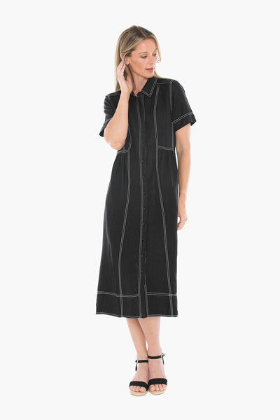 Jump Contrast Stitch Dress 596J5100A - Black