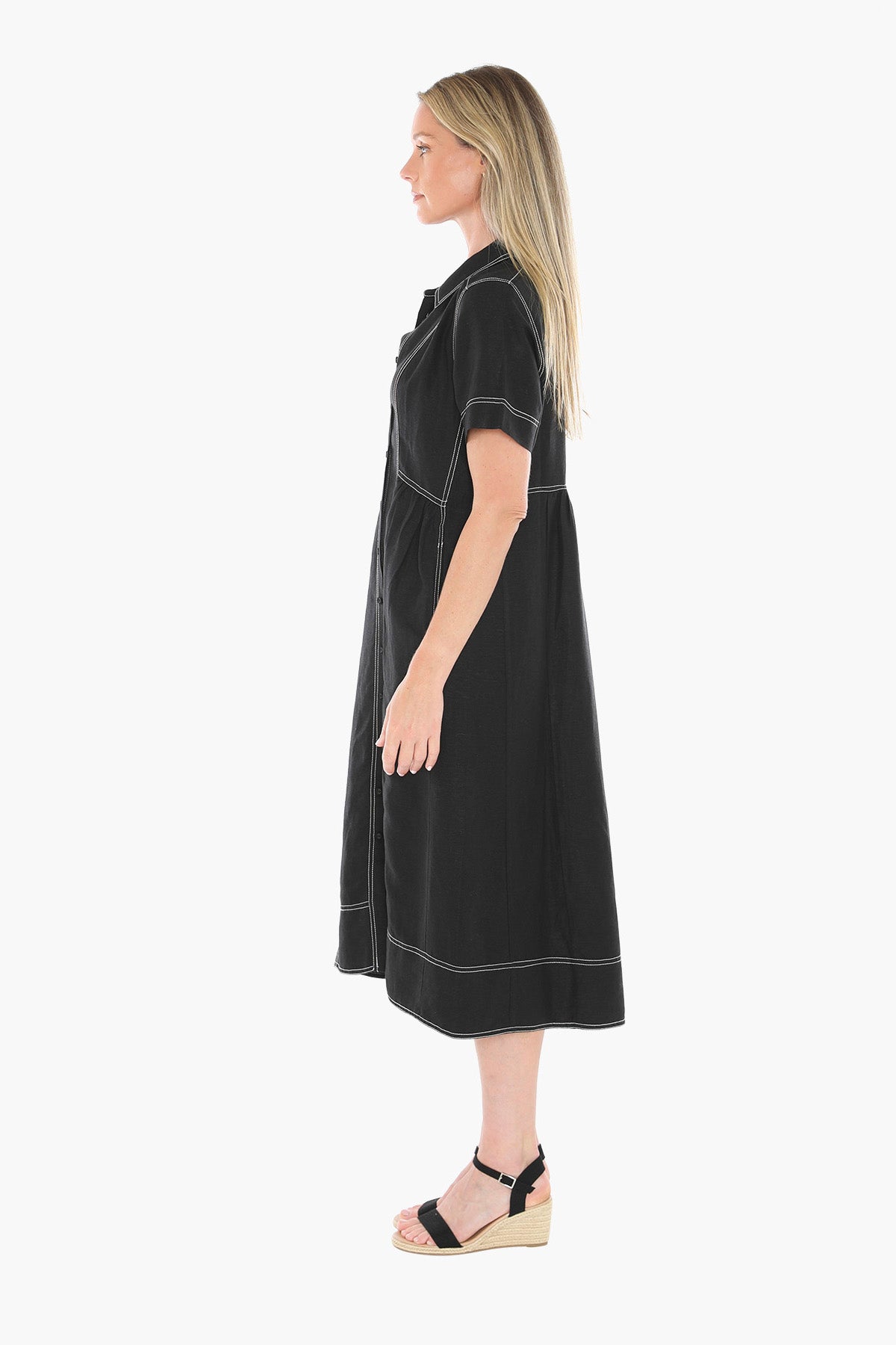 Jump Contrast Stitch Dress 596J5100A - Black