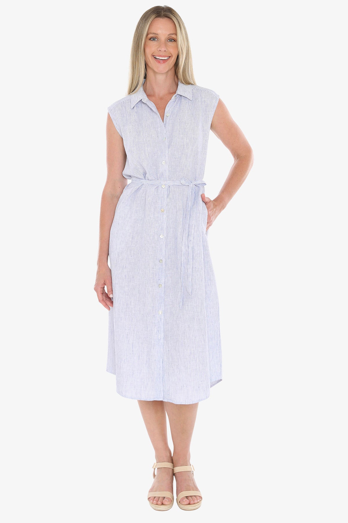 Jump Core Stripe Dress 596J5117A - Blue/White