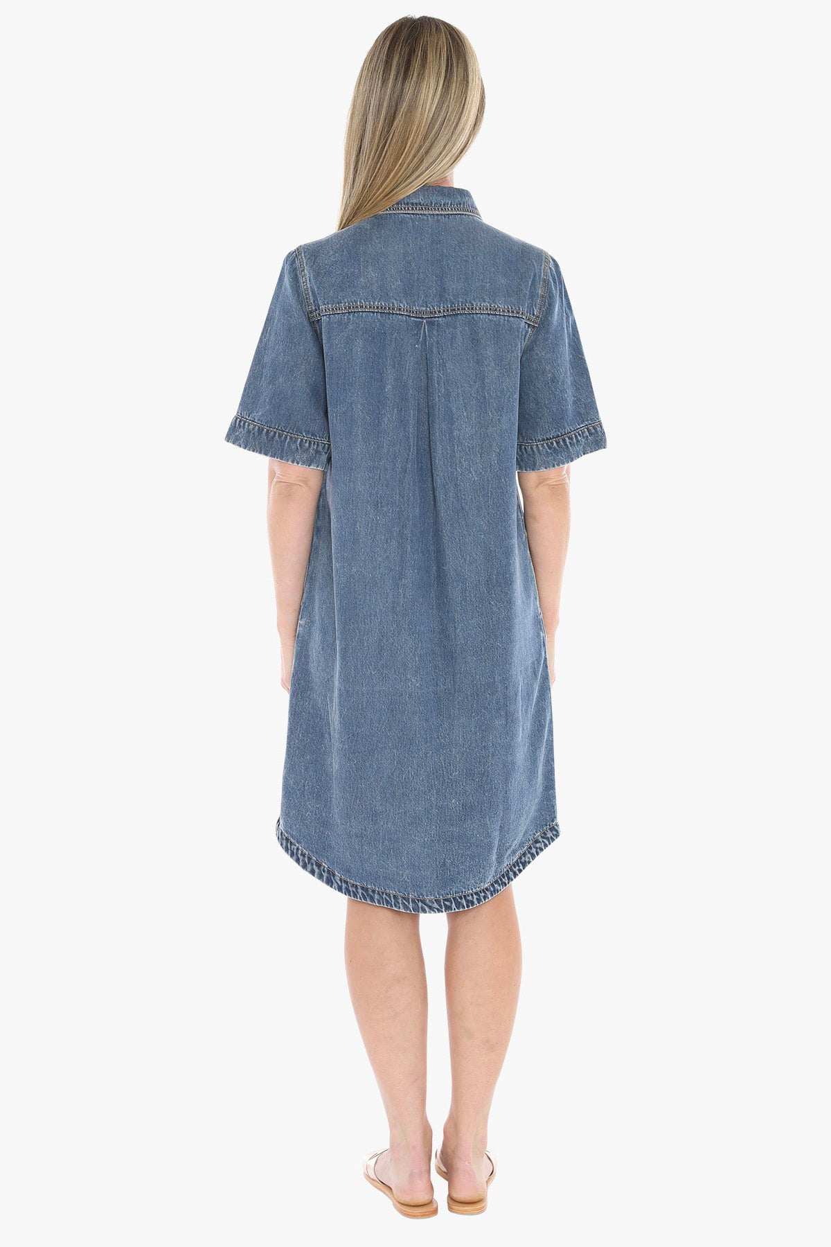 Jump Soft Denim S/S Dress 596J5129A - Mid Blue