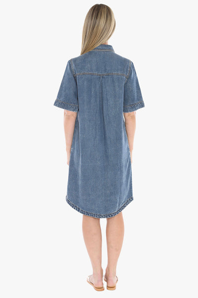 Jump Soft Denim S/S Dress 596J5129A - Mid Blue