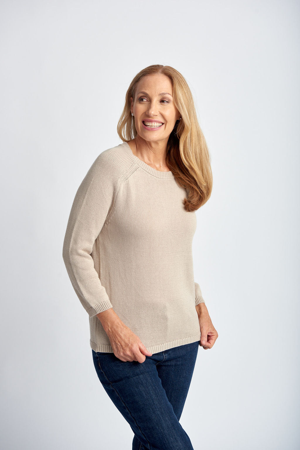 Goondiwindi Cotton Raglan Jumper - Sand