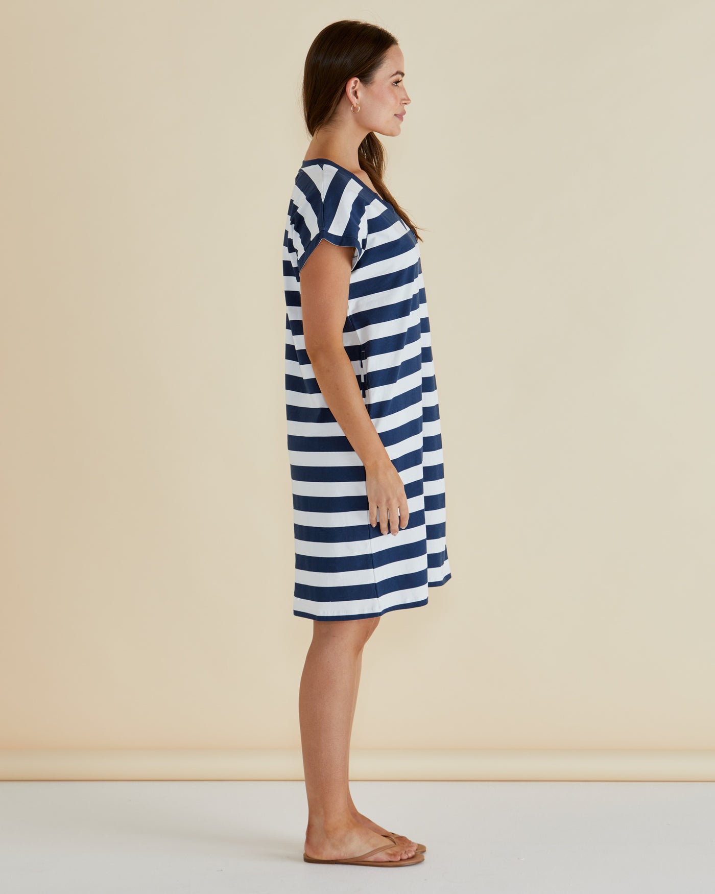 Betty Basics Zena Tshirt Dress - Navy Bold Stripe