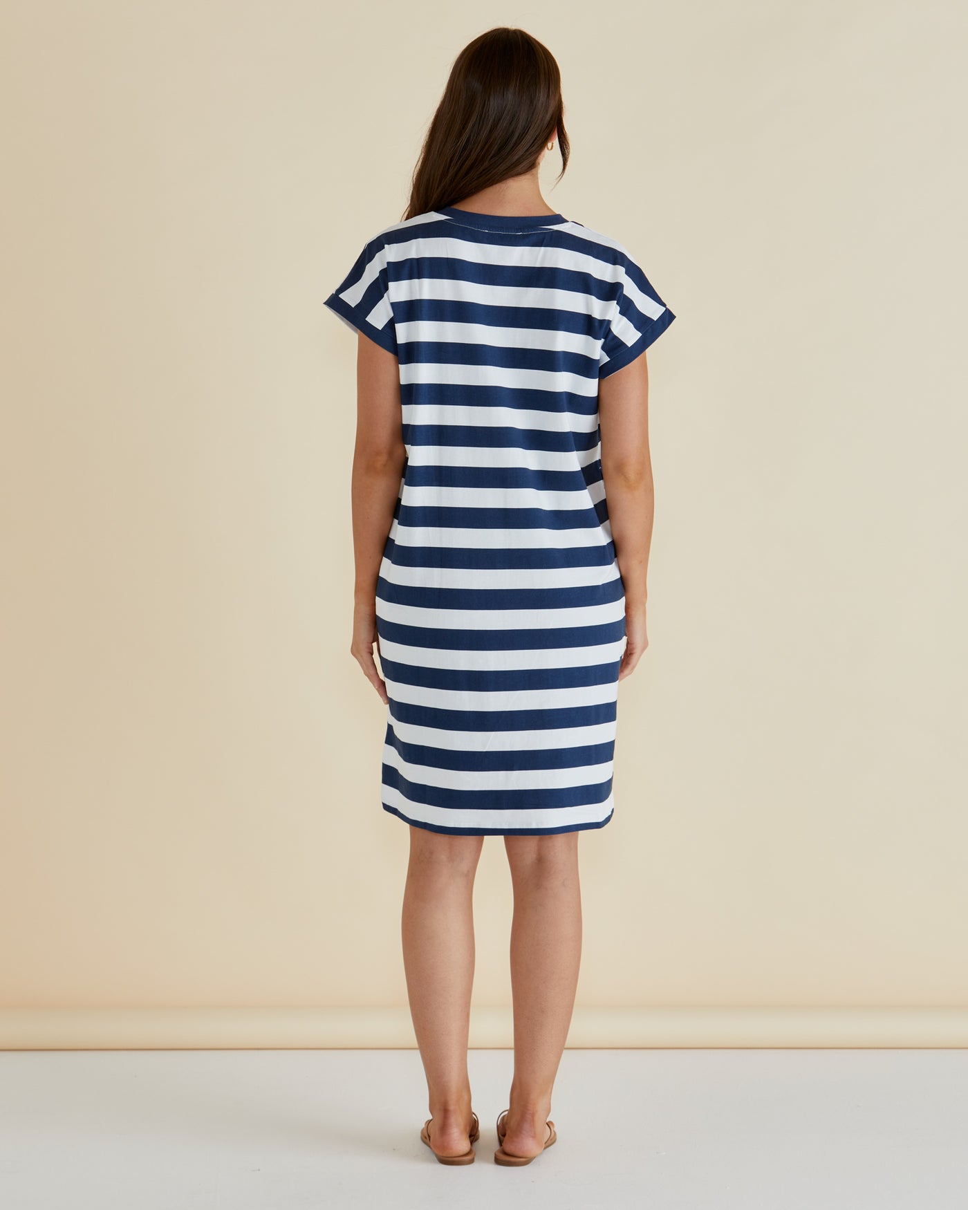 Betty Basics Zena Tshirt Dress - Navy Bold Stripe