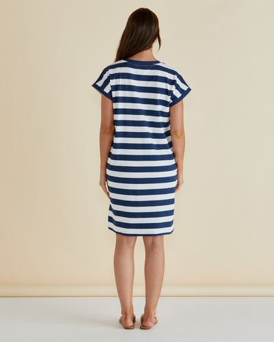 Betty Basics Zena Tshirt Dress - Navy Bold Stripe
