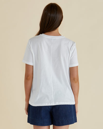 Betty Basics Ellia Crew Tee - Paradise Beach Print White
