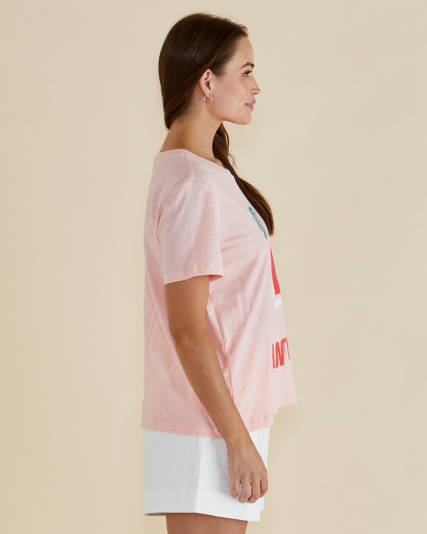 Betty Basics Ellia Crew Tee - Santorini Print Pink