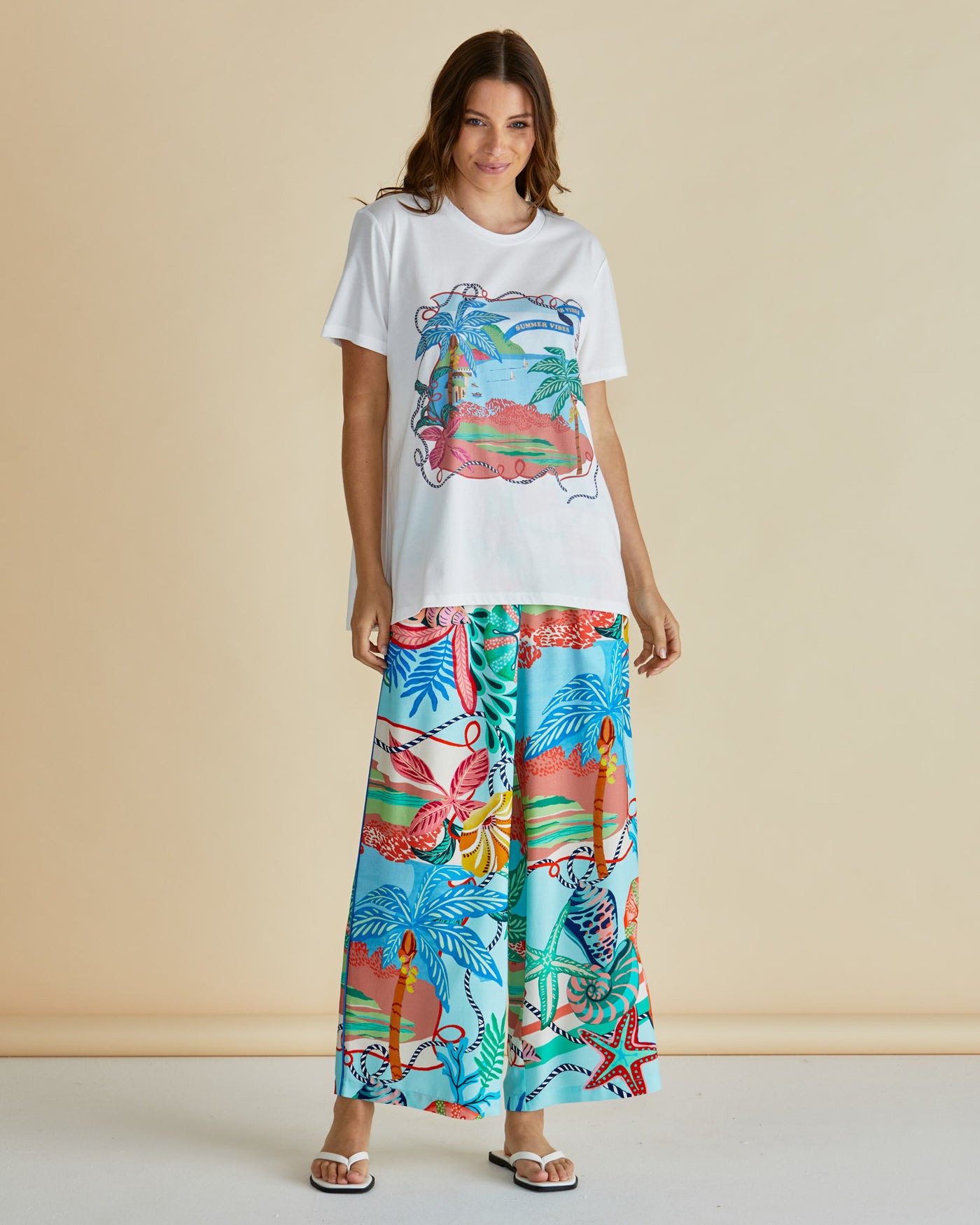 Betty Basics BB1092 Ellia Crew Tee - Summer Vibes Print