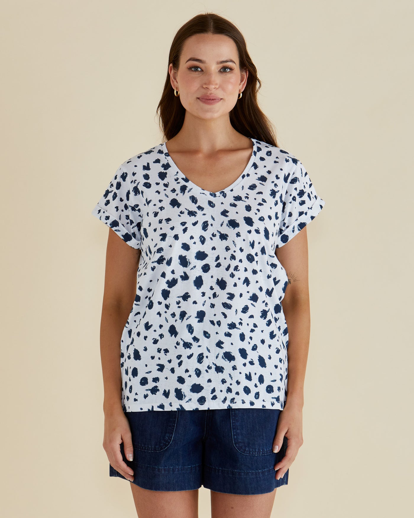 Betty Basics BB2068 Ayla V-Neck Tank - Spot Print