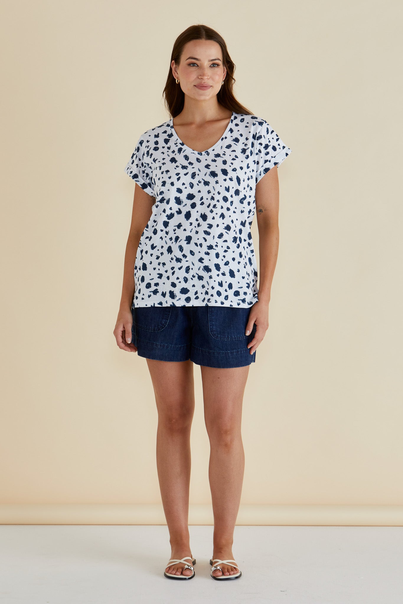 Betty Basics BB2068 Ayla V-Neck Tank - Spot Print