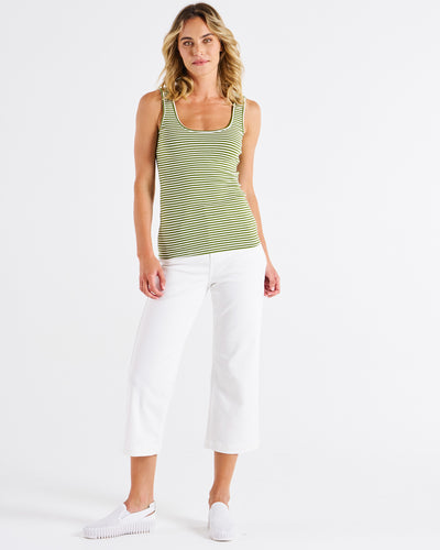 Betty Basics Emma Scoop Tank - Avocado Stripe